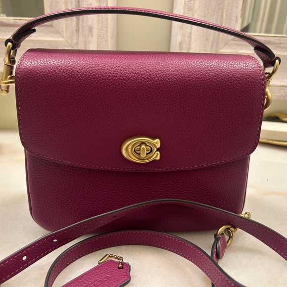 Coach Cassie Magenta Purple Pink Leather Crossbody Bag - Multiple Straps, Chain - Picture 4 of 11